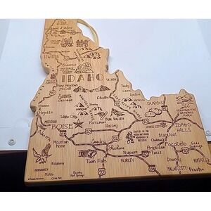 Totally Bamboo Idaho State Destination Cutting Board Serving Tray Wood Map Decor